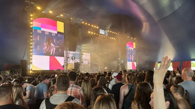 A crowd at the new music stage