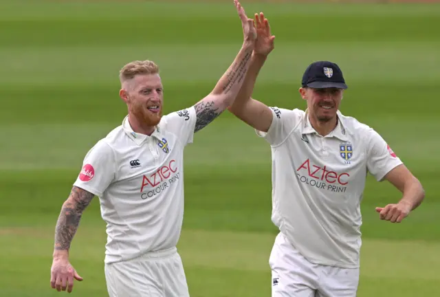 Ben Stokes takes a wicket