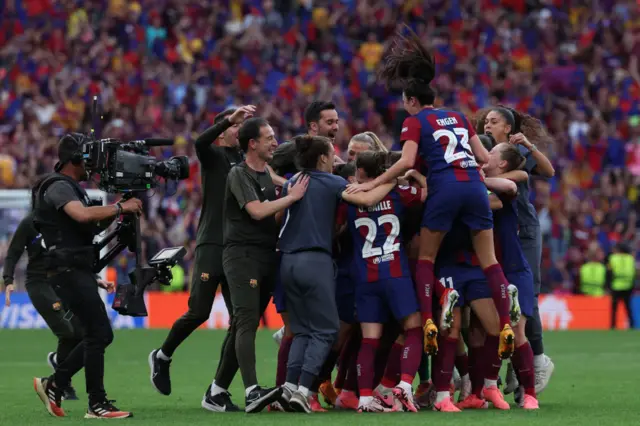 Barcelona players celebrate