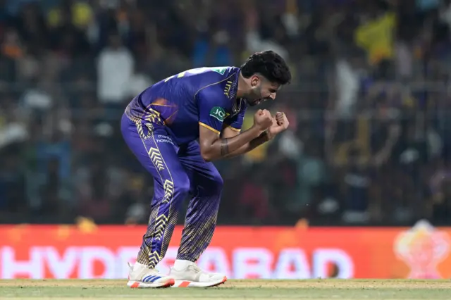 Harshit Rana celebrates the wicket of Nitish Kumar Reddy