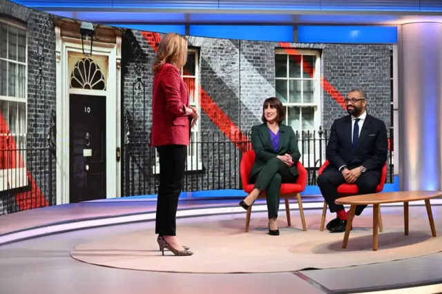 Rachel Reeves, James Cleverly and Laura Kuenssberg