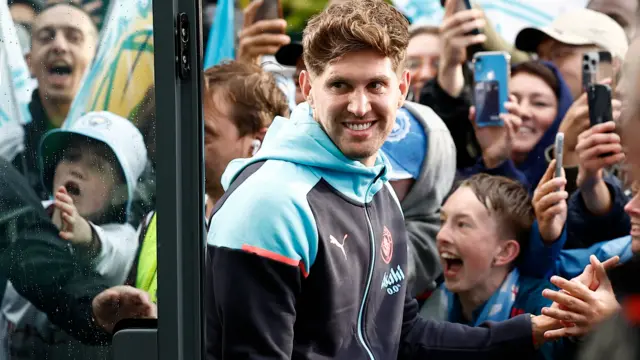 Manchester City's John Stones with the fan