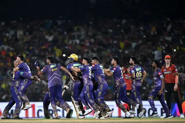 Kolkata Knight Riders celebrate winning the IPL