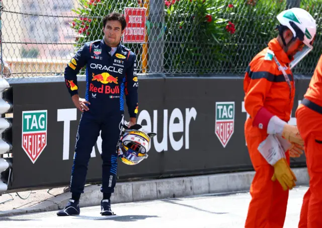 sergio perez out of his car