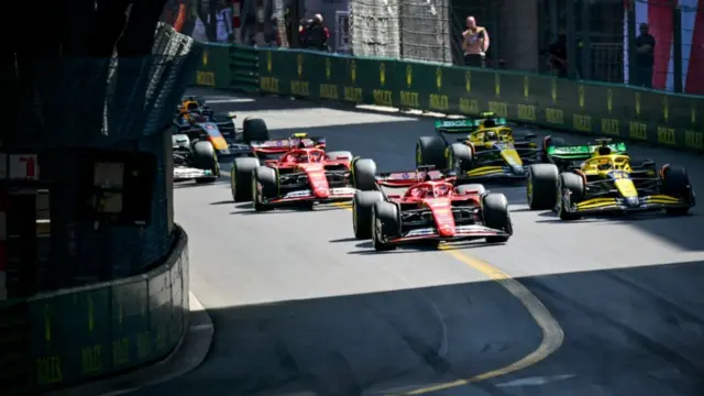 race restart, leclerc in lead