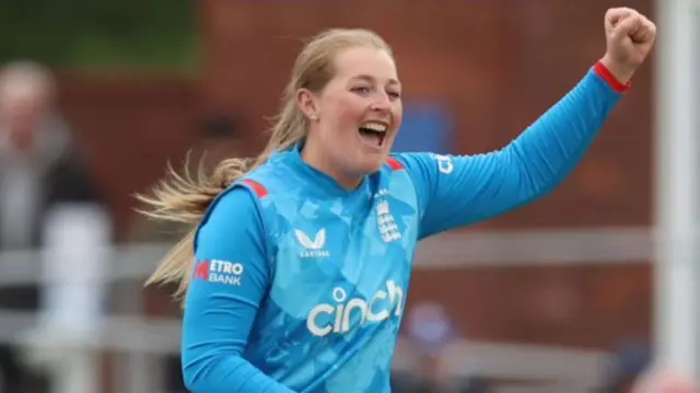 Sophie Ecclestone celebrating a wicket