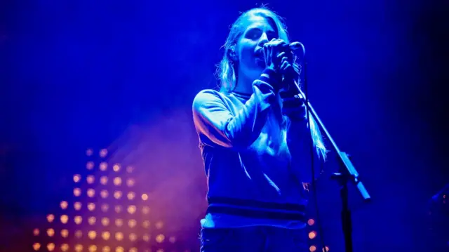 Picture shows London Grammar performing on the John Peel Stage at Glastonbury Festival, 2014.