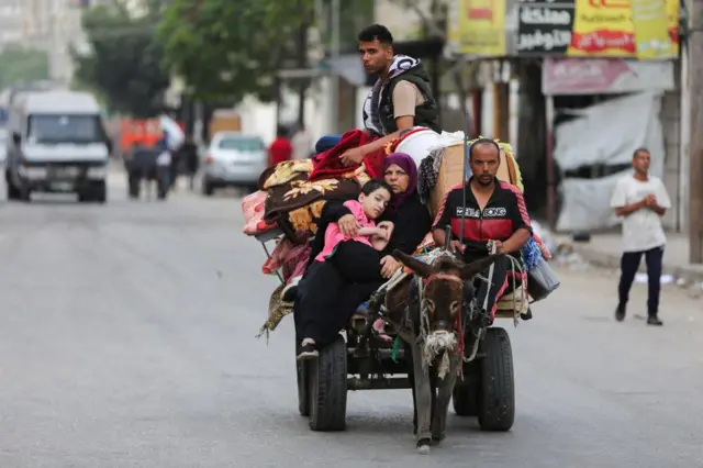 Civilians leaving Rafah