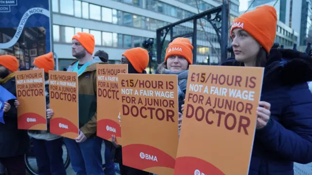 Junior doctors joined picket lines outside hospitals during a recent strike in January