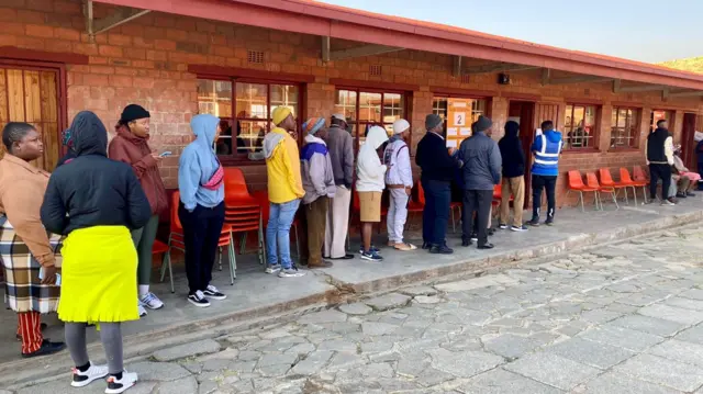 People queuing to vote in Soweto