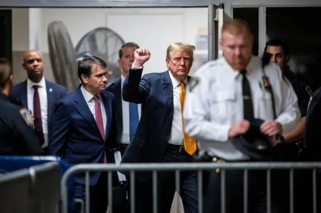 Donald Trump arrives at court in New York