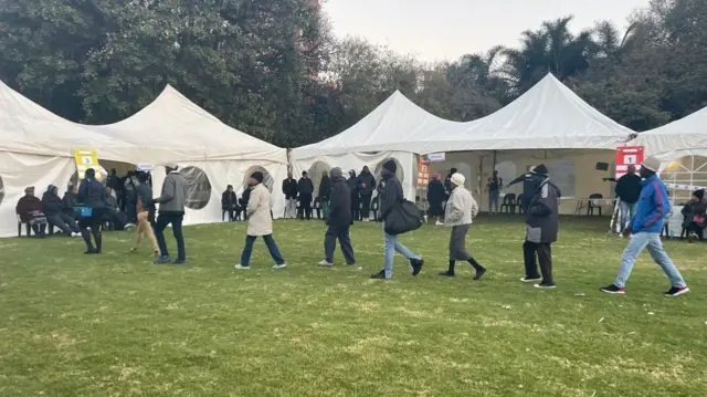 There have been some queues at some poll stations with early voters waiting