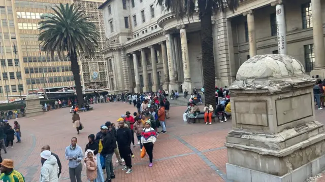 Queues at City Hall in Johannesburg, South Africa