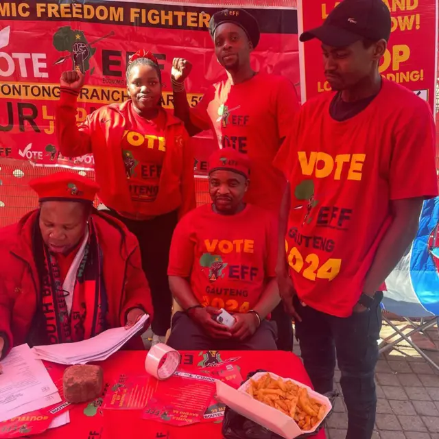 EFF members at their stall in Joubert Park