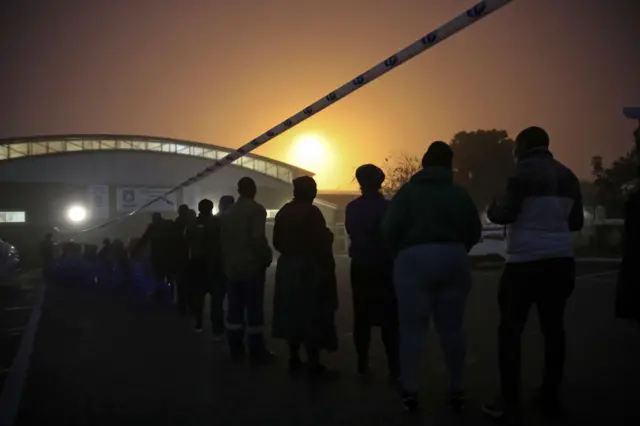 Voters queue early morning at the Islimela High School polling station in Langa township, Cape Town, South Africa, on Wednesday 29 May 2024