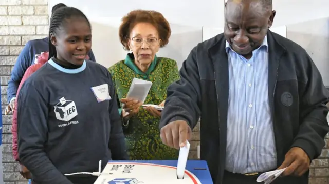 SA President Cyril Ramaphosa casts vote