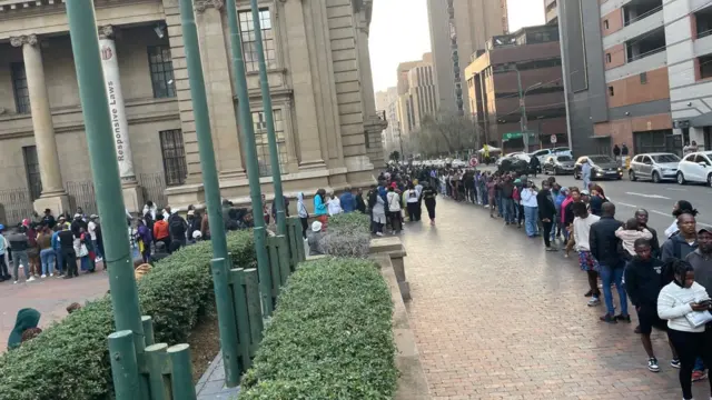 Queues at City Hall in Johannesburg, South Africa