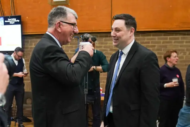 Labour's Chris McEwan and the Conservatives' Ben Houchen in Thornaby earlier