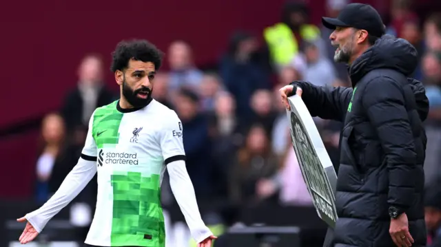 Liverpool forward Mohamed Salah and Reds manager Jurgen Klopp