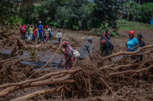 Search and rescue and evacuation efforts continue at Mai Mahiu and Naivasha districts after the dam burst that left at least 42 dead in Nakuru County, Kenya on April 29, 2024.