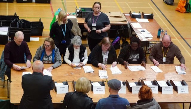 papers at counted for the Blackpool South by-election at Blackpool Sports Centre, Blackpool