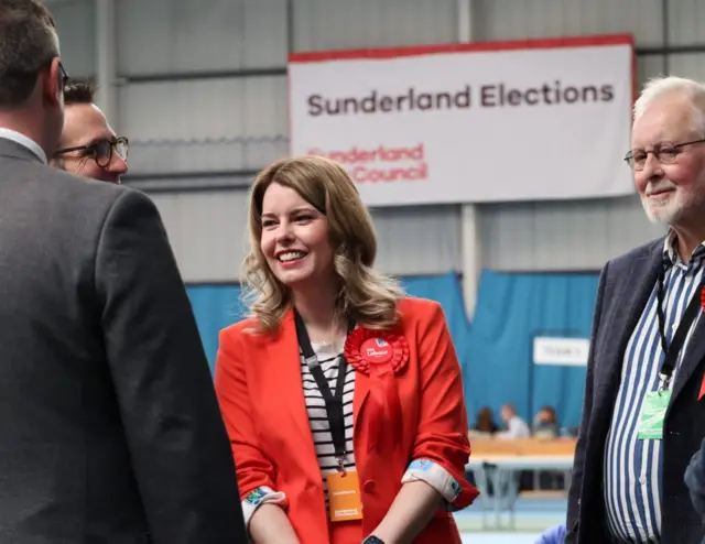 Kim McGuinness at the count in Sunderland' Silksworth Centre