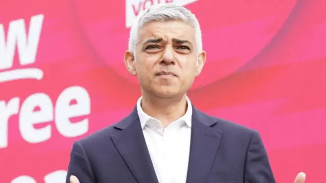 Current Mayor of London and Labour party candidate Sadiq Khan at the launch of an advertising van for his campaign ahead of the London Mayoral election on Thursday.