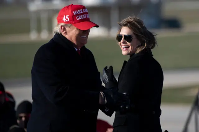 Donald Trump and Hope Hicks at a rally in 2020