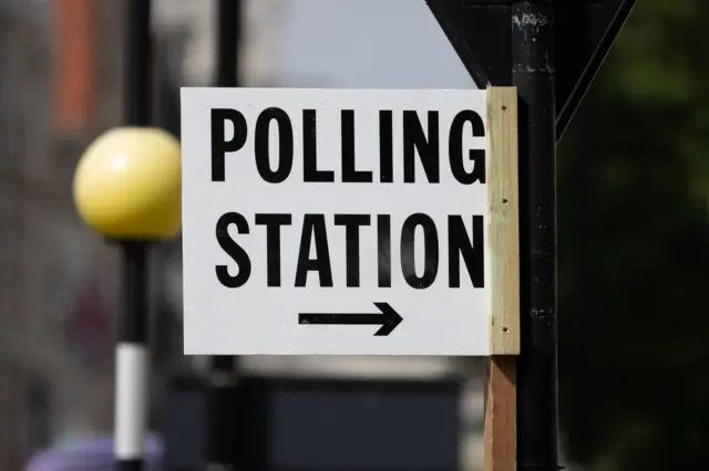 Polling station sign