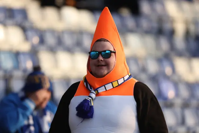 A Morton fan during a cinch Championship match between Inverness Caledonian Thistle and Greenock Morton at Caledonian Stadium,