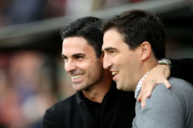 Mikel Arteta and Andoni Iraola