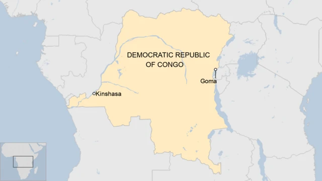 A map showing Goma in DR Congo.