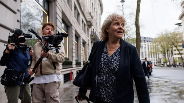 Former sub postmaster Jo Hamilton, who was a victim of the Post Office scandal, arrives at the Post Office inquiry