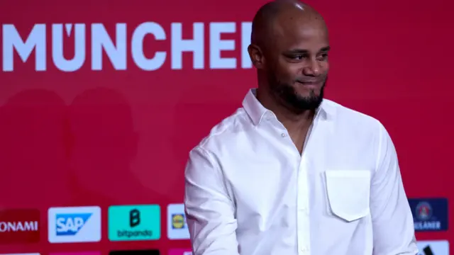 Coach Vincent Kompany at his first Bayern Munich news conference