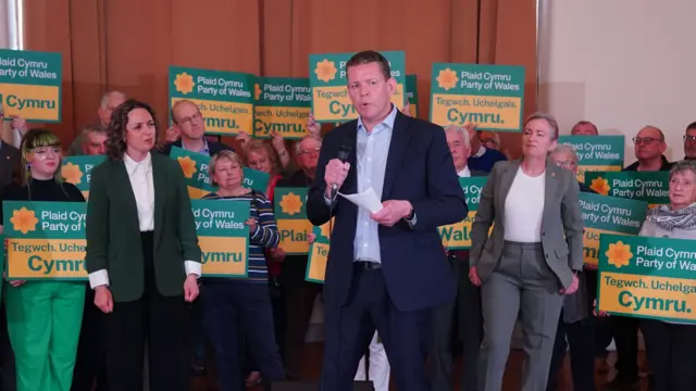 Leader of Plaid Cymru, Rhun ap Iorwerth on stage