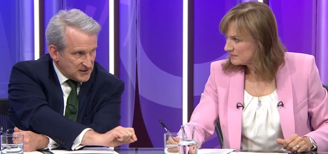 Tory minister Damian Hinds on BBC Question Time with presenter Fiona Bruce