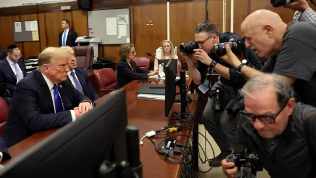 ormer U.S. President Donald Trump sits in the courtroom during his hush money trial at Manhattan Criminal Court on May 30, 2024