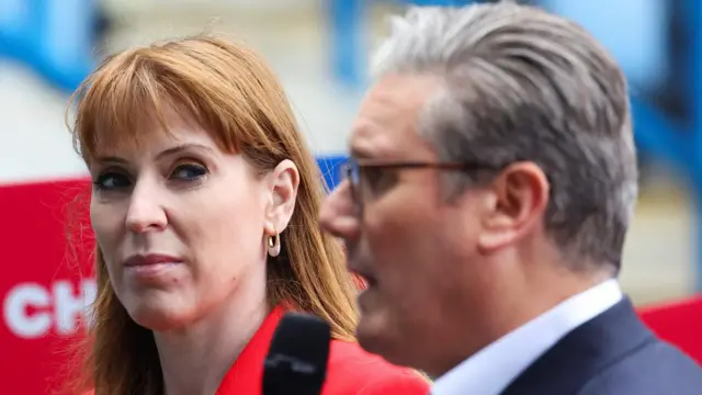 British opposition Labour Party leader Keir Starmer and Shadow Deputy Prime Minister Angela Rayner attend a Labour general election campaign event at Priestfield Stadium, the home of Gillingham football club in Gillingham, southeast Britain, May 23, 2024