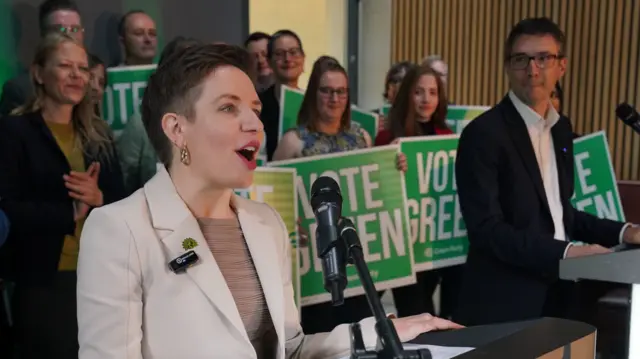 Green Party co-leaders Carla Denyer and Adrian Ramsay