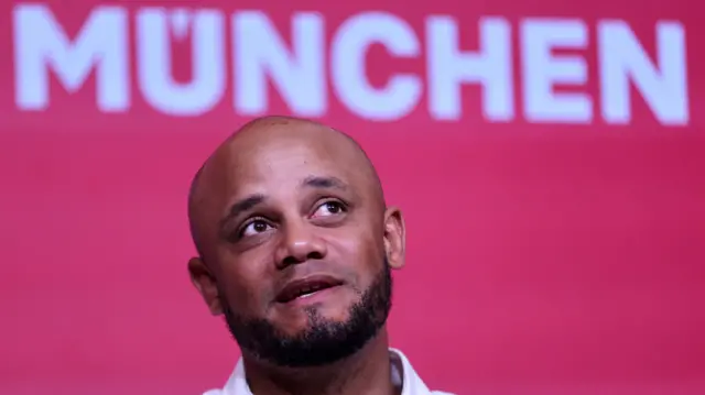 Vincent Kompany during his first news conference as Bayern Munich coach