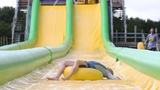 Lib Dem leader Ed Davey on a slide