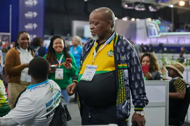 Gwede Mantashe, chairman of the African National Congress (ANC), at the Independent Electoral Commission (IEC) national results center in Midrand, South Africa, on Friday, May 31, 2024.