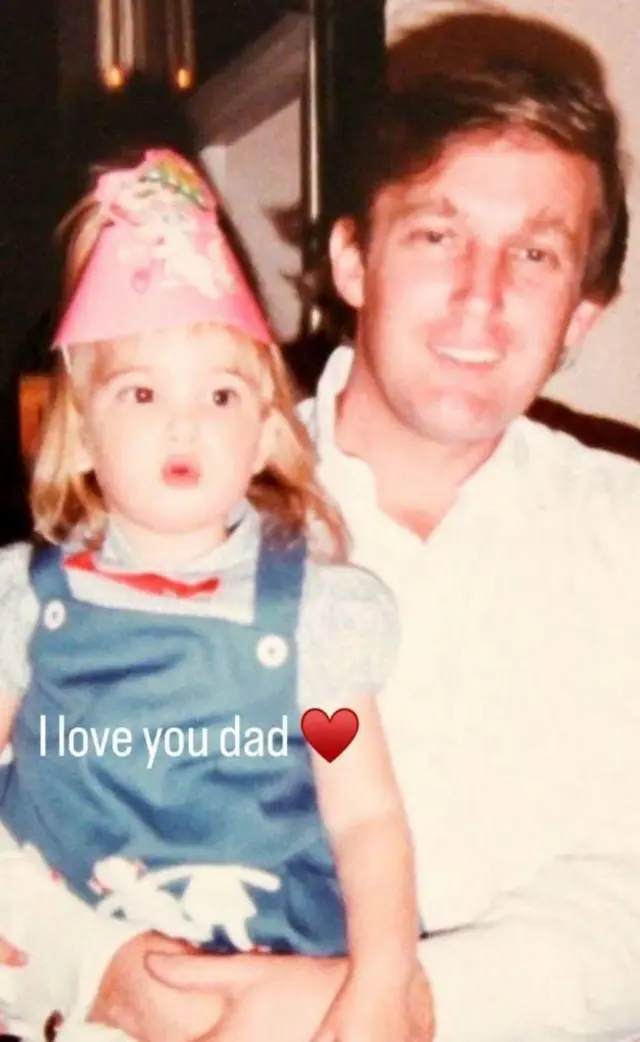 A picture of Ivanka Trump as a child and Donald Trump, her father, is seen with the caption: 'I love you dad' and a heart emoji.