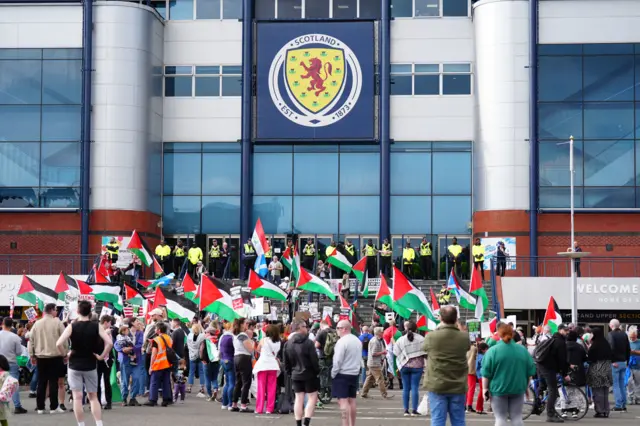 Pro-Palestine protests outside Hampden