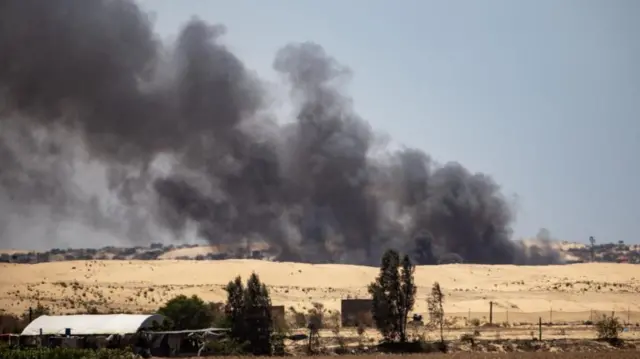 Smoke rising over Gaza