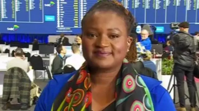 Catherine Byarunhanga at the official results centre, north of Johannesburg.