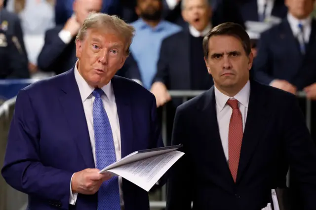 Trump lawyer Todd Blanche (right) at court earlier this month