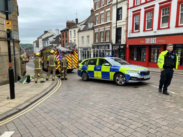 Fire and police officers in Bridge Street