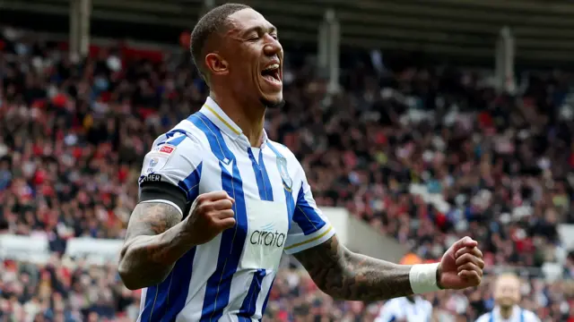 Liam Palmer celebrates scoring for Sheffield Wednesday