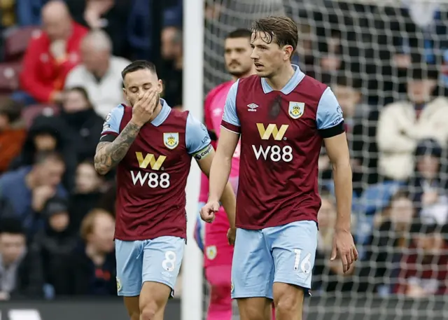 Burnley's Josh Brownhill and Sander Berge looks dejected